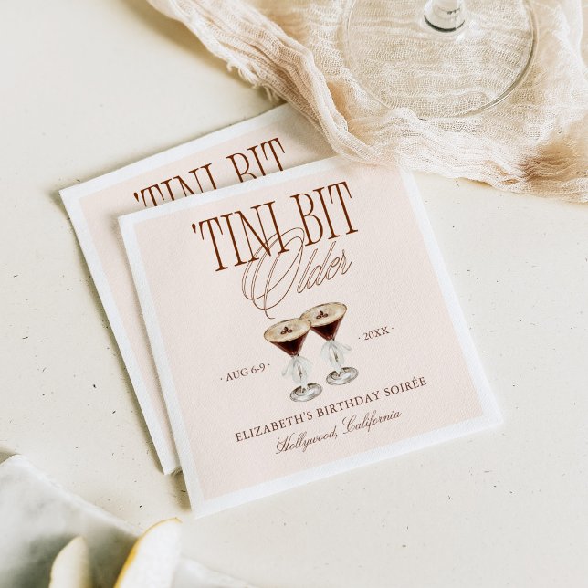 'Tini Bit Older Espresso Martini Birthday Napkins (Creator Uploaded)