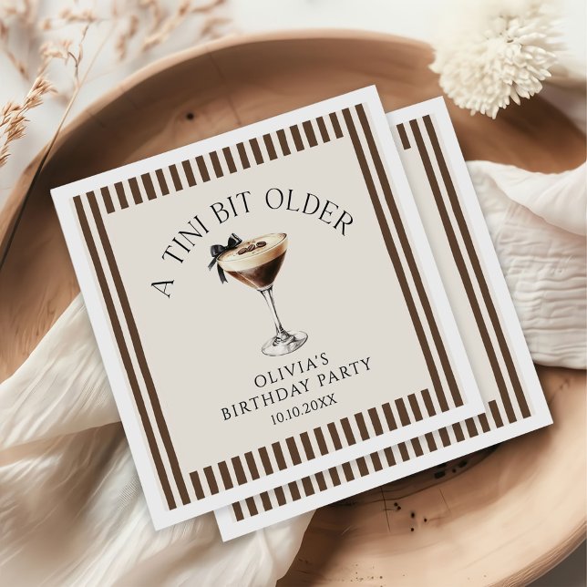 Tini Bit Older Espresso Martini Birthday Party Napkins (Creator Uploaded)