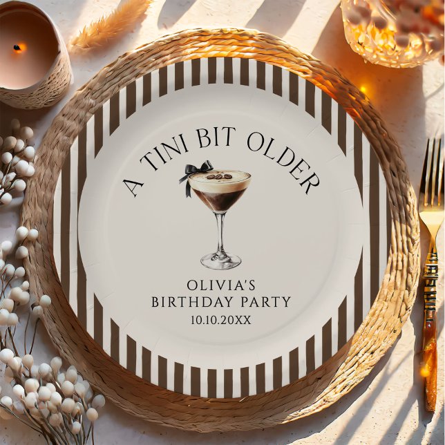 Tini Bit Older Espresso Martini Birthday Party Paper Plates (Creator Uploaded)
