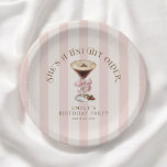Tini Bit Older Espresso Martini Birthday Party Paper Plates<br><div class="desc">Cute, sophisticated, and playful, this birthday party plate features the popular espresso martini theme. The martini is topped with a frothy layer of foam and coffee beans and is tied with a pink chiffon bow on a feminine pink and ivory beige striped background. These details add to the vibe of...</div>