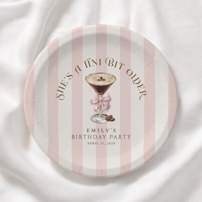 Tini Bit Older Espresso Martini Birthday Party Paper Plates (Creator Uploaded)