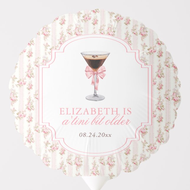 'Tini Bit Older Espresso Martini Coquette Birthday Balloon (Front)