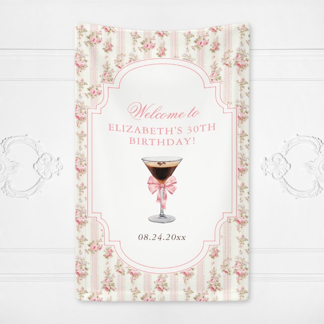 'Tini Bit Older Espresso Martini Coquette Birthday Banner (Creator Uploaded)