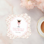 'Tini Bit Older Espresso Martini Coquette Birthday Square Paper Coaster<br><div class="desc">This sophisticated and enjoyable invitation showcases a lovely floral design in pink and white, ideal for a refined birthday gathering. The addition of an espresso martini brings a touch of elegance and establishes a chic atmosphere for the event. The phrase "Tini bit older" suggests a playful and flirtatious theme, indicating...</div>
