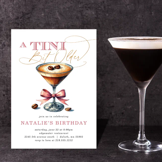 48 Etichette Adesive Per Bottiglie Clabby 'A Tini Bit Older', Tema Compleanno E Martini, 7x5 Cm, In Vinile, Multicolor - 6