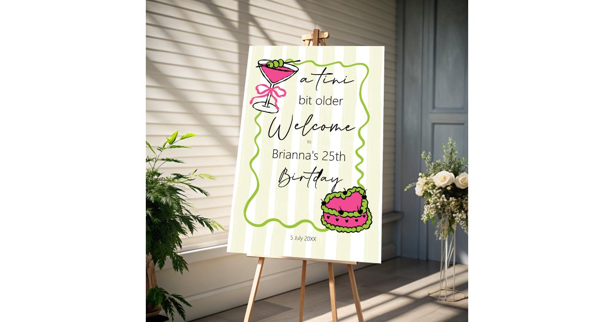 Welcome Bit Tini bit older handrawn birthday party welcome foam board | Zazzle