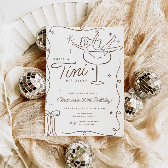 Tini Bit Older Martini Birthday Invitation Zazzle