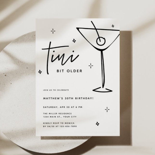 TIni Bit Older Martini Birthday Invitation (Tini Bit Older Martini Birthday Invitation)