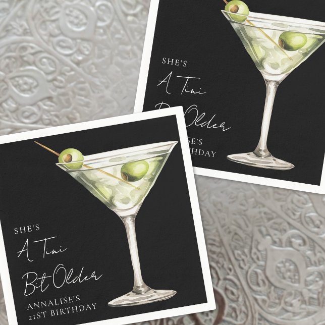 Tini Bit Older Martini Birthday Napkins (Tini Bit Older Martini Birthday Napkins)
