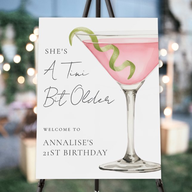 Tini Bit Older Martini Birthday Party Welcome Sign (Tini Bit Older Martini Birthday Party Welcome Sign)