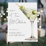 Tini Bit Older Martini Birthday Party Welcome Sign<br><div class="desc">A Tini Bit Older Birthday Welcome Sign. This playful party sign features a watercolor green martini glass with olives on the right side, paired with the phrase “A Tini Bit Older” at the top in stylish handwritten script for a fun, cheeky vibe. The birthday person's name and age are displayed...</div>