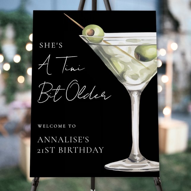Tini Bit Older Martini Birthday Party Welcome Sign (Tini Bit Older Martini Birthday Party Welcome Sign)