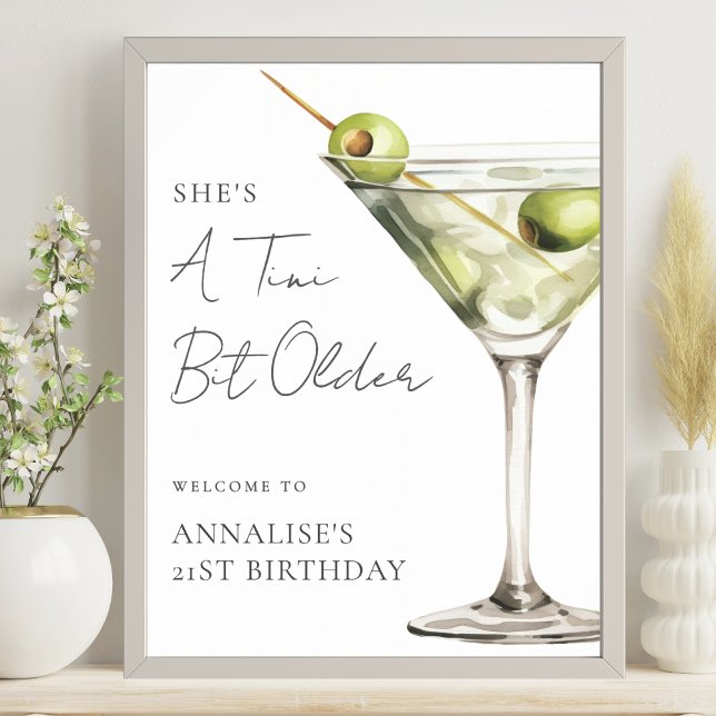 Tini Bit Older Martini Birthday Party Welcome Sign (Tini Bit Older Martini Birthday Party Welcome Sign)