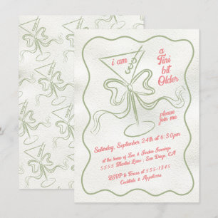 Tini bit older Martini Bow Funky Birthday Invitation