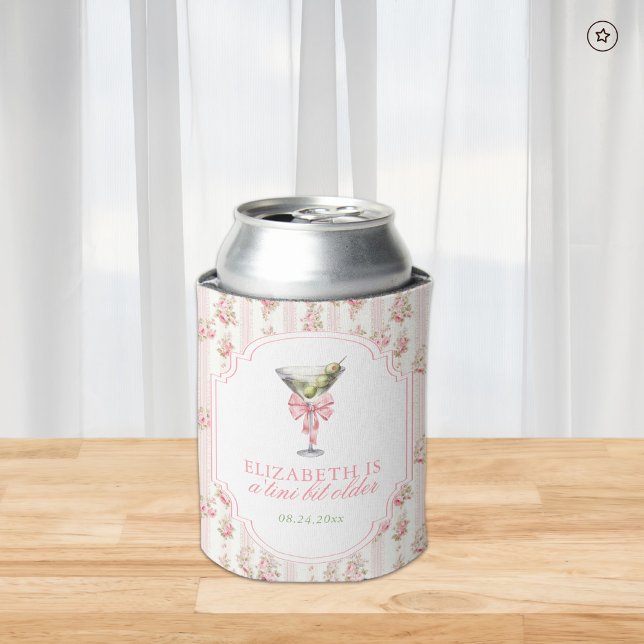'Tini Bit Older Martini Coquette Birthday Can Cooler (Creator Uploaded)
