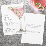 Tini Bit Older Martini Happy Birthday Card<br><div class="desc">A Tini Bit Older Birthday Flat Card. This playful design features a watercolor pink cosmopolitan martini glass with a lime twist on the front, along with the phrase “A Tini Bit Older” in a fun handwritten script. The birthday person’s name and age sit at the bottom in a clean mix...</div>