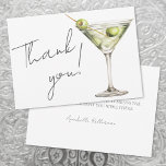 Tini Bit Older Martini Thank You Card<br><div class="desc">A Tini Bit Older / A Tini Little One Thank You Card. This playful design works perfectly for thanking guests after a birthday or even a baby shower. On the front, a watercolor green martini glass with olives sits on the right side, while “Thank You” is written in stylish script...</div>
