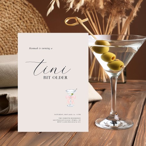 Tini Bit Older  Martini Themed Birthday Invitation