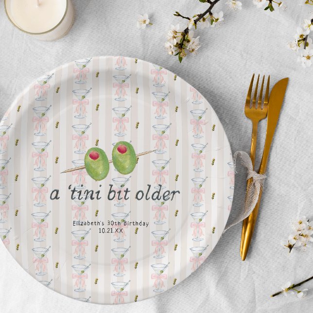 Tini Bit Older | Martini Themed Birthday Paper Plates (Creator Uploaded)