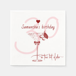 Tini Bit Older Modern Bow Cherry Martini Birthday Napkins