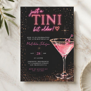 Tini Bit Older Neon Pink 40th Birthday Invitation