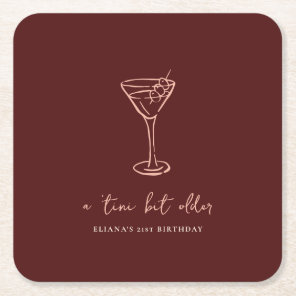 Tini Bit Older Personalized Birthday Party Square Paper Coaster