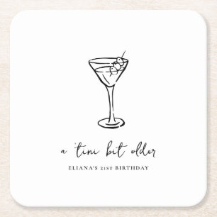 Tini Bit Older Personalized Birthday Party Square Paper Coaster