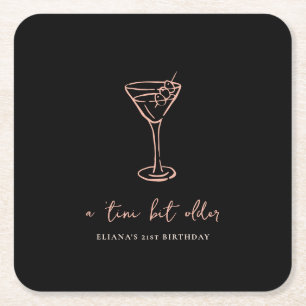 Tini Bit Older Personalized Birthday Party Square Paper Coaster