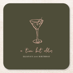 Tini Bit Older Personalized Birthday Party Square Paper Coaster
