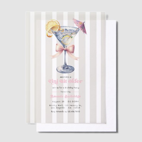 Tini Bit Older Preppy Chic Martini Birthday Party Vellum Invitations