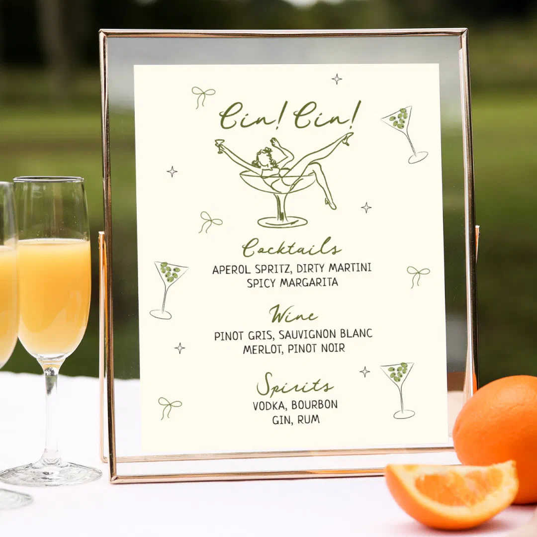 Tini Bit Older Quirky Hand Drawn Birthday Bar Menu Poster