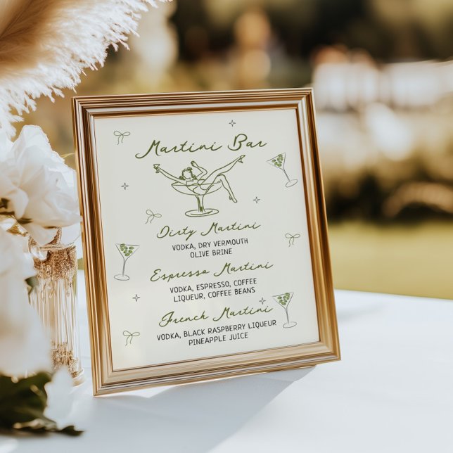 Tini Bit Older Quirky Hand Drawn Martini Bar Poster (Creator Uploaded)