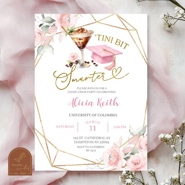 Tini bit smarter Espresso martini Graduation Party Invitation (Creator Uploaded)