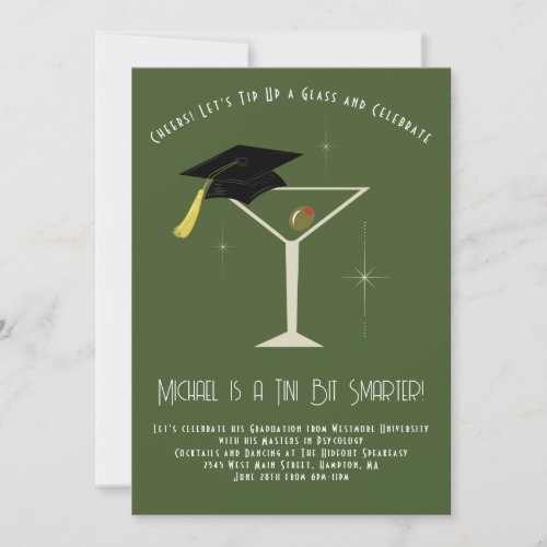 Tini Bit Smarter Graduation Party Martini Bar Invitation