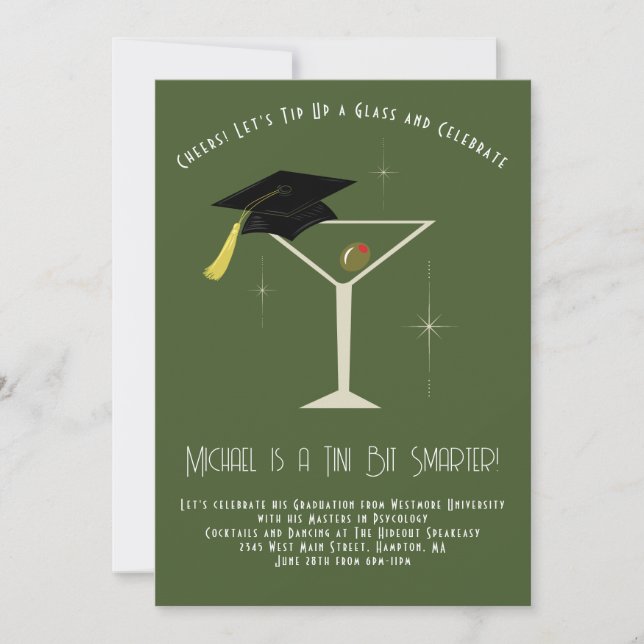 Tini Bit Smarter Graduation Party Martini Bar Invitation (Front)