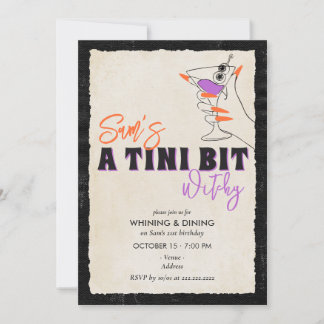 Tini Bit Witchy 21st Halloween Cocktail Martini Invitation