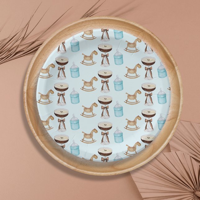 Tini One Blue Espresso Martini Boy Baby Shower Paper Plates (Creator Uploaded)