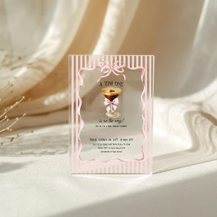 Tini One Bow Coffee Espresso Martini Baby Shower Acrylic Invitations
