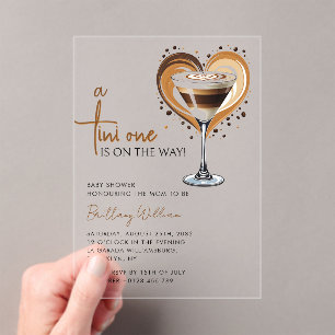 Tini One Espresso Martini Baby Shower Acrylic Invitations