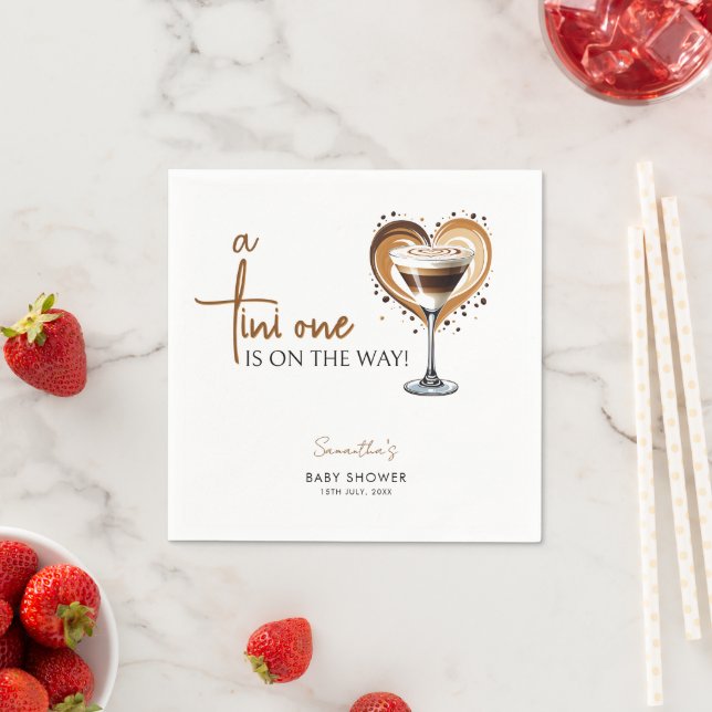 Tini One Espresso Martini Baby Shower Napkins (Insitu)