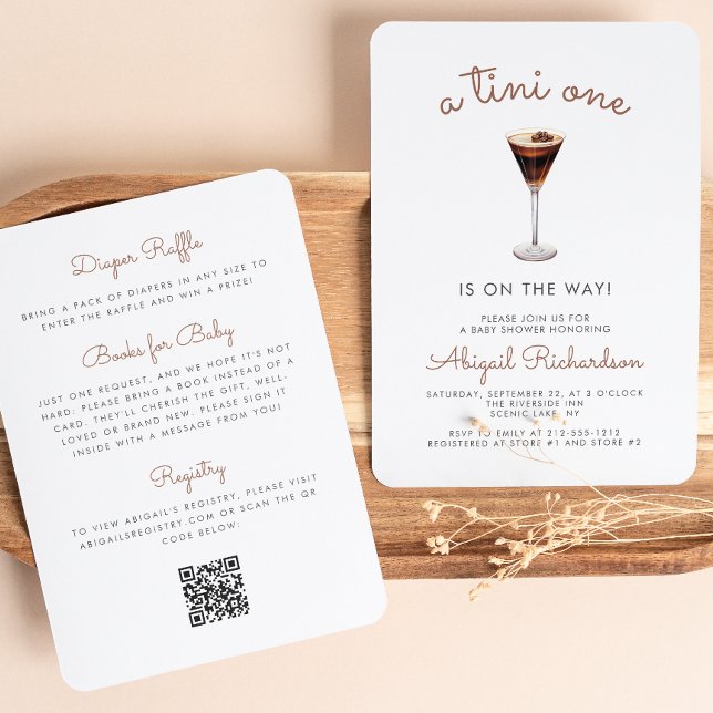 Tini One Espresso Martini QR Code Baby Shower Invitation (Creator Uploaded)