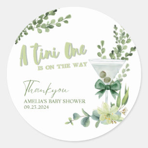 Tini one is on the way gender neutral baby shower classic round sticker