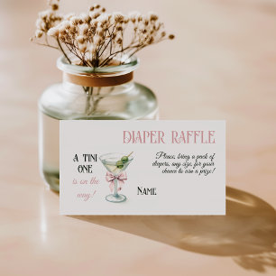 Tini One Martini Bow Girl Baby Shower Diaper Enclosure Card