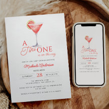 Tini One On The Way Watercolor Martini Baby Shower