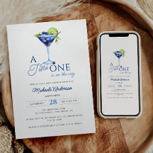 Tini One On The Way Watercolor Martini Baby Shower