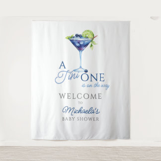 Tini One On The Way Watercolor Martini Baby Shower Tapestry
