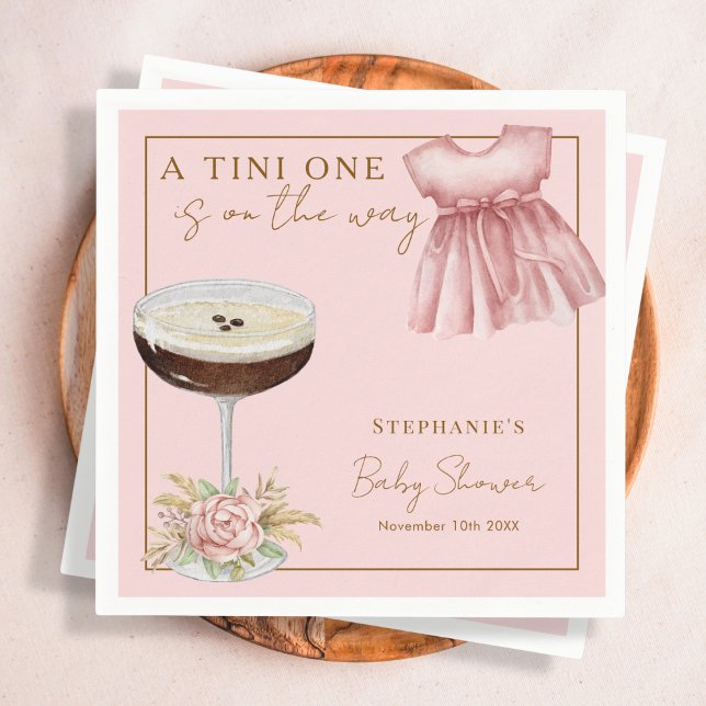 Tini One Pink Espresso Martini Girl Baby Shower Napkins (Creator Uploaded)