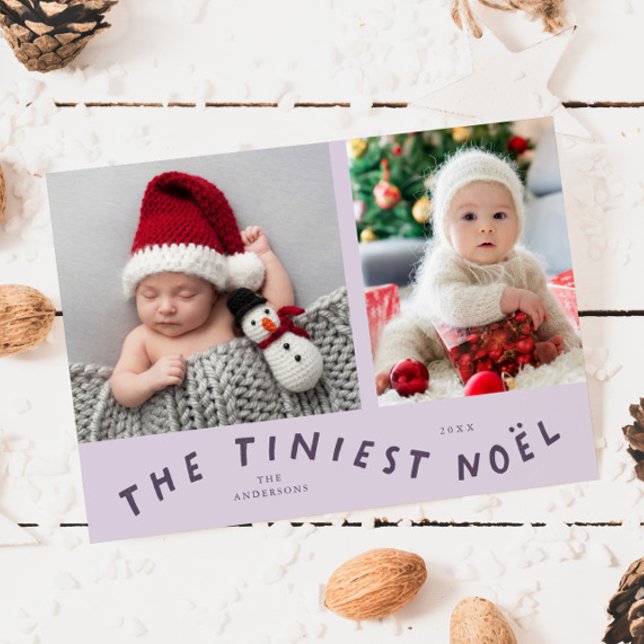 Tiniest Noel Purple Holiday Birth Announcement (Creator Uploaded)