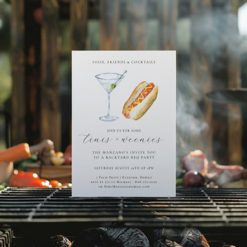 Tinis and Weenies  End of Summer Backyard Party Invitation