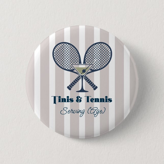 Tinis & Tennis Country Club Preppy Party Button (Front)